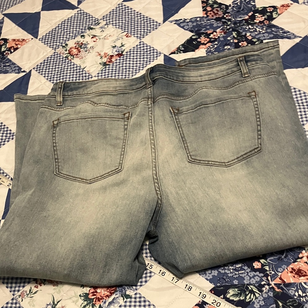 Lane Bryant Light Blue Patchwork Boyfriend Capris - Picture 7 of 7